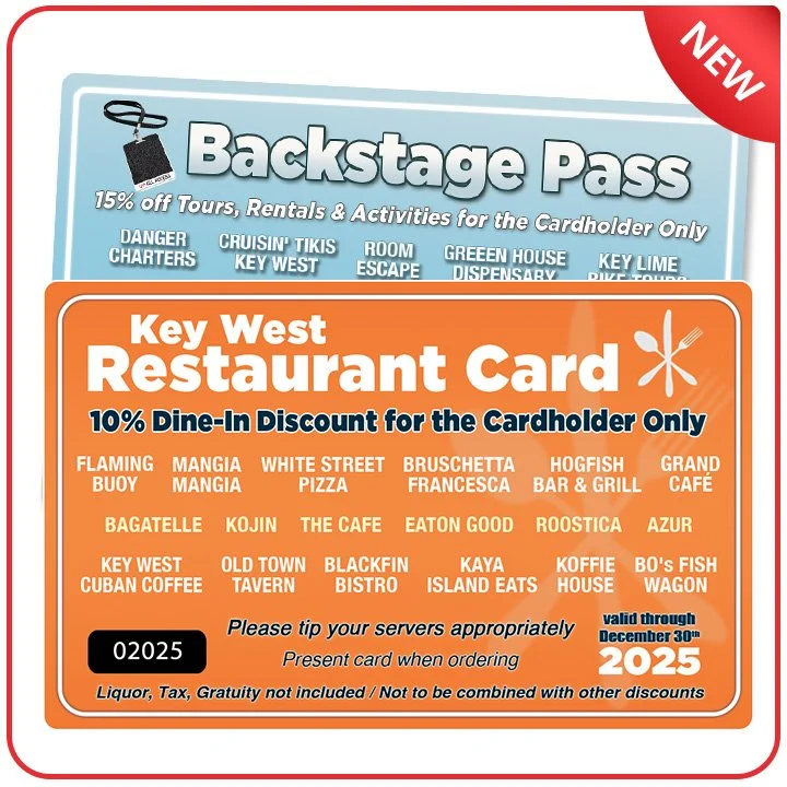 2025 Key West Restaurant Card & Backstage Pass Sale!