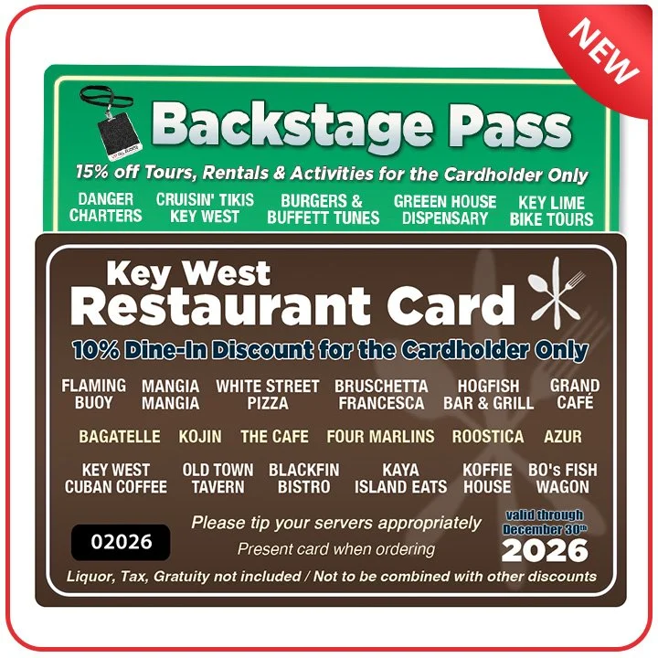 PREORDER • 2026 Key West Restaurant Card & Backstage Pass