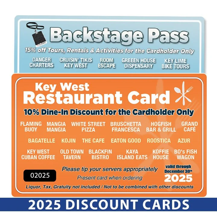 2025 Key West Restaurant Card & Backstage Pass