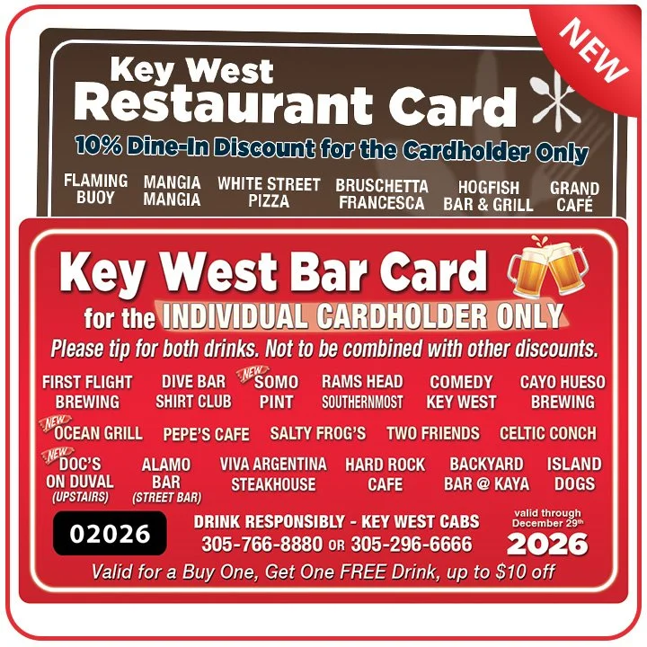 PREORDER • 2026 Key West Bar Card & Restaurant Card
