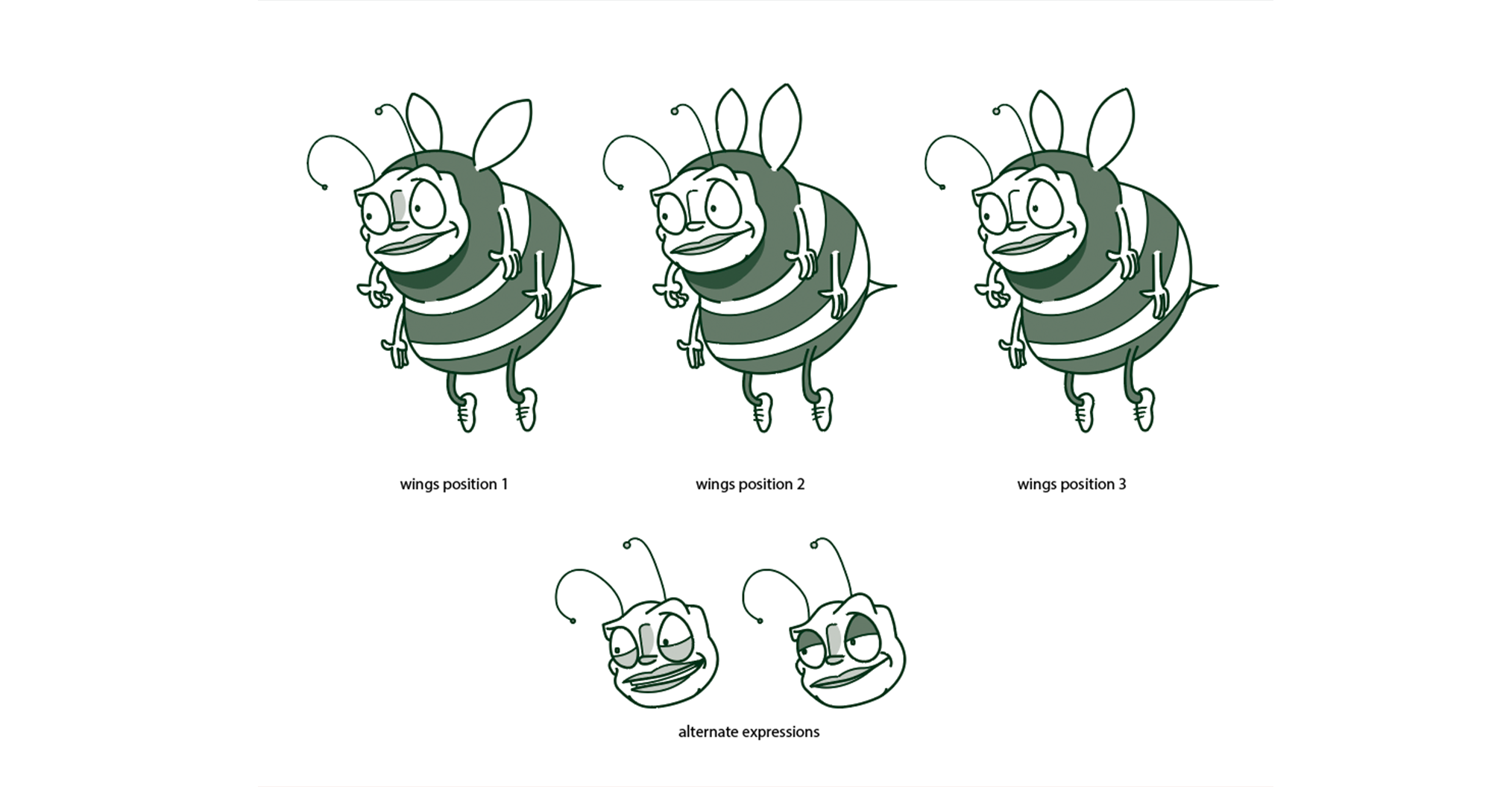 Bee character sheet and animation elements