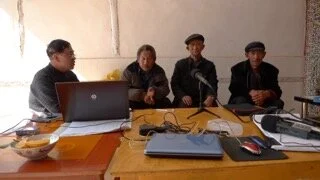 From left Bai Bibo, and Sadu language consultant, Li Rong, Li Hou (passed away) and Li Changshou