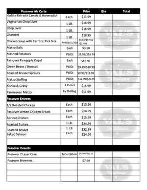 Vace Menu Val's Delicatessen