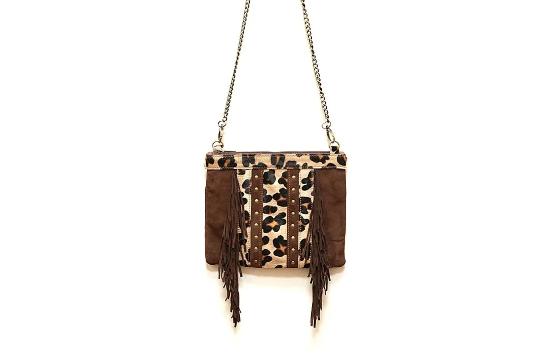 Brown Print Fringe Purse — Worldwomenwork Shop