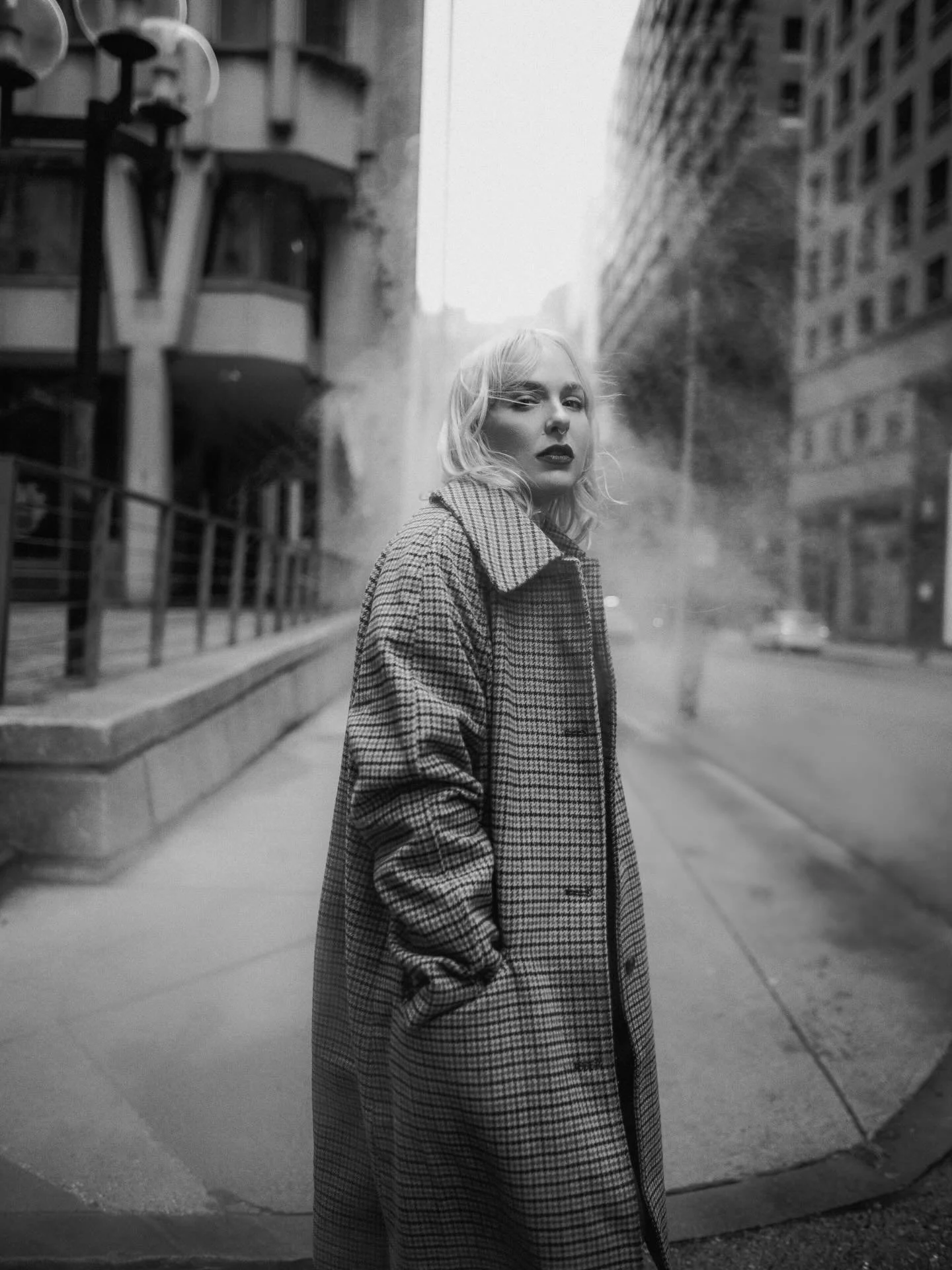 Fading into rain covered streets 
There&rsquo;s not a single soul to see
Besides the sidewalks and the lights
There&rsquo;s only you and me