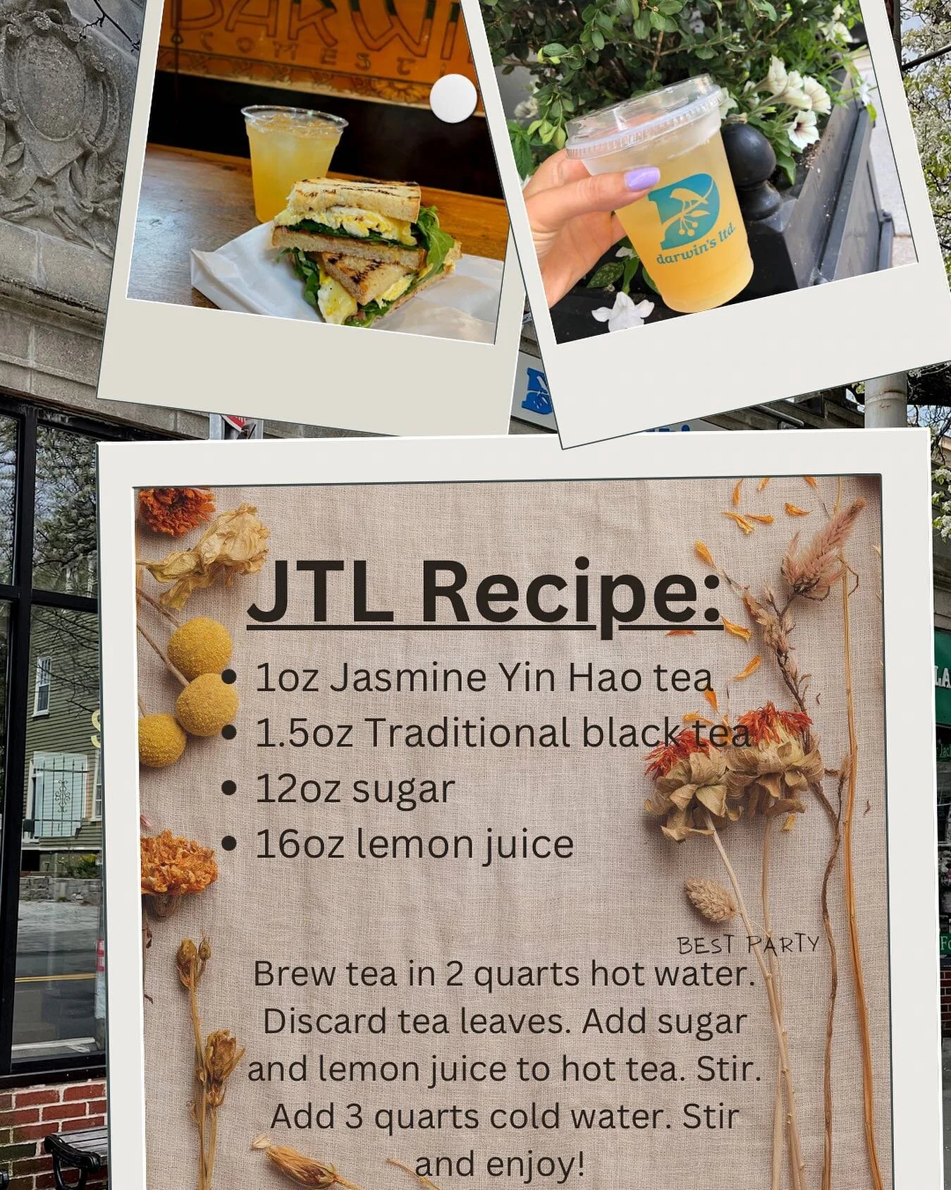 We&rsquo;ve officially permanently closed the doors at 148 Mt. Auburn St. As a parting gift to you Cambridge, here is our Jasmine Iced Tea Lemonade recipe. Enjoy, and love always, Darwin&rsquo;s ❤️. We use @mem_tea for all our tea leaves.
.
Our 3 oth