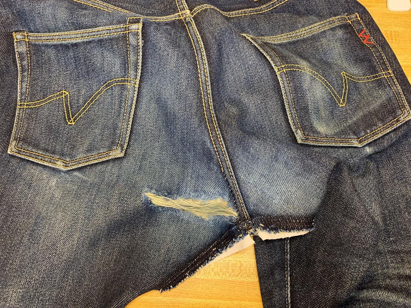 First @ironheartdenim repairs I&rsquo;ve done. Working with 23oz denim isn&rsquo;t has hard as you might think, I definitely enjoyed it.