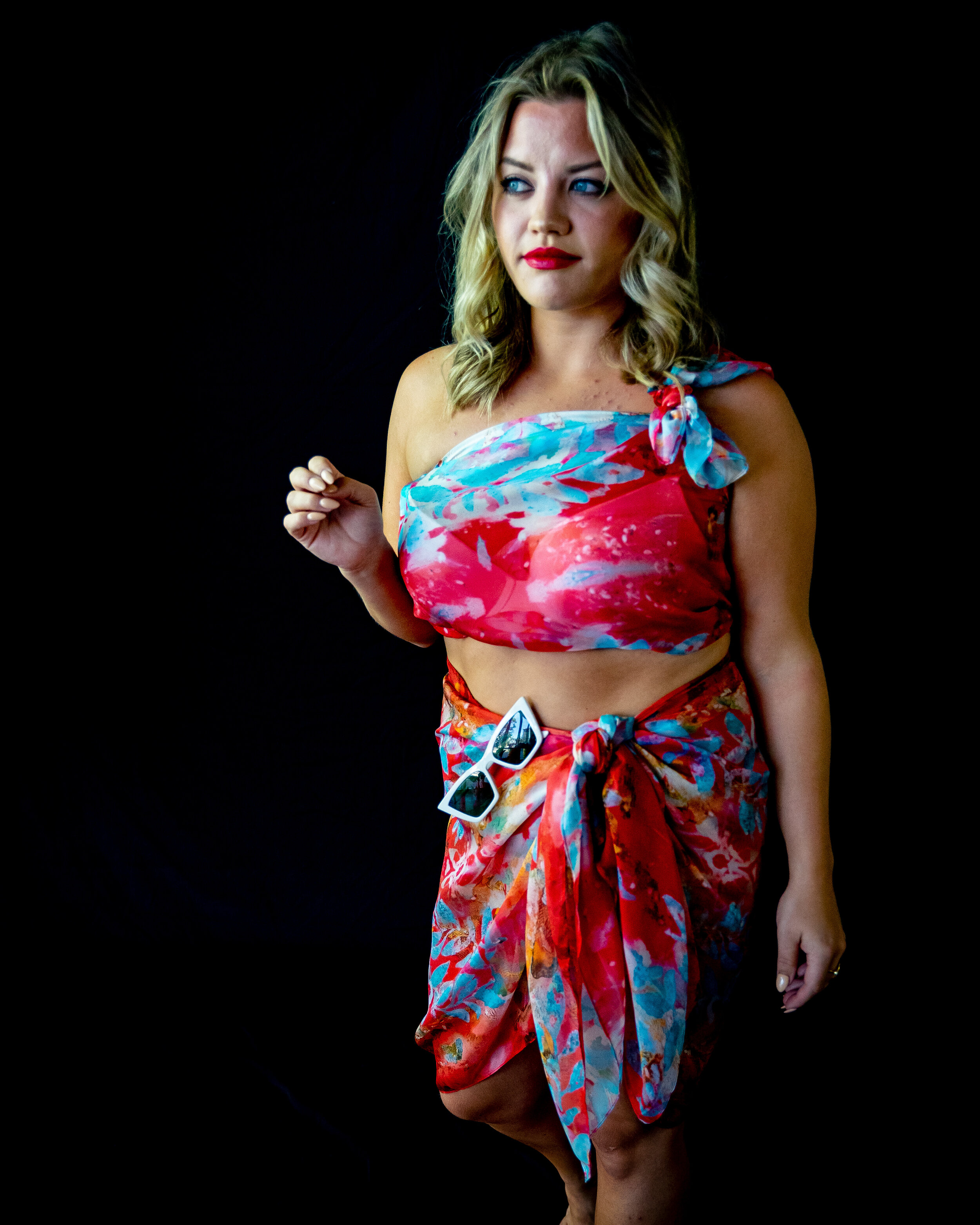 Crop Top &amp; Sarong Skirt- Fire &amp; Water Design