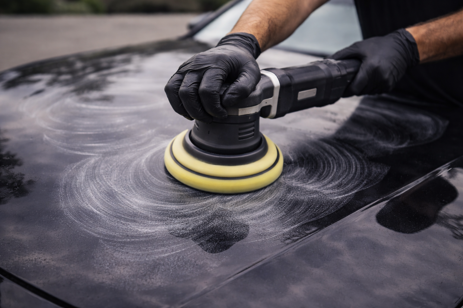 detalier polish black car with wax in san diego