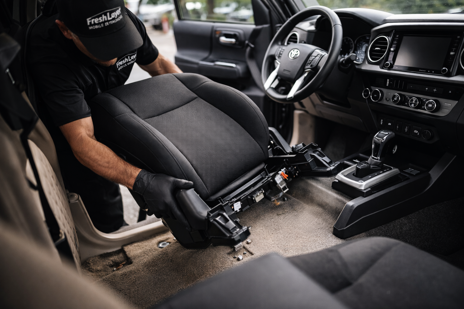 detailer instal car seat back after interior detailing