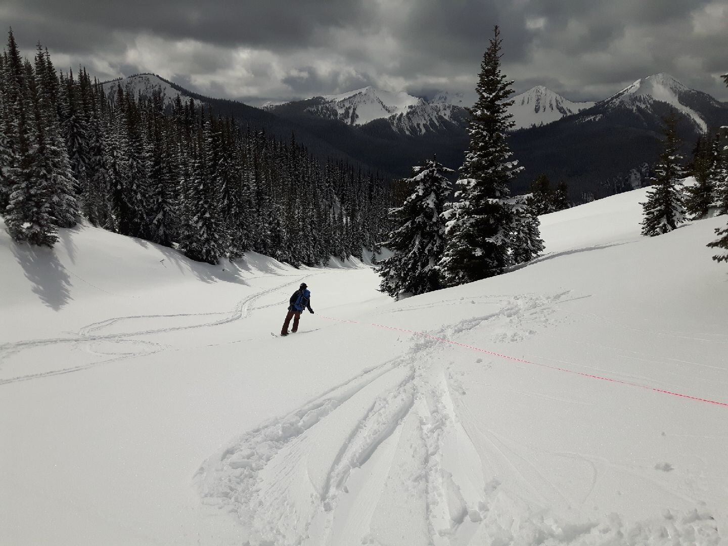 Laying down a line for testing the PL1 in the beautiful mountains of British Columbia