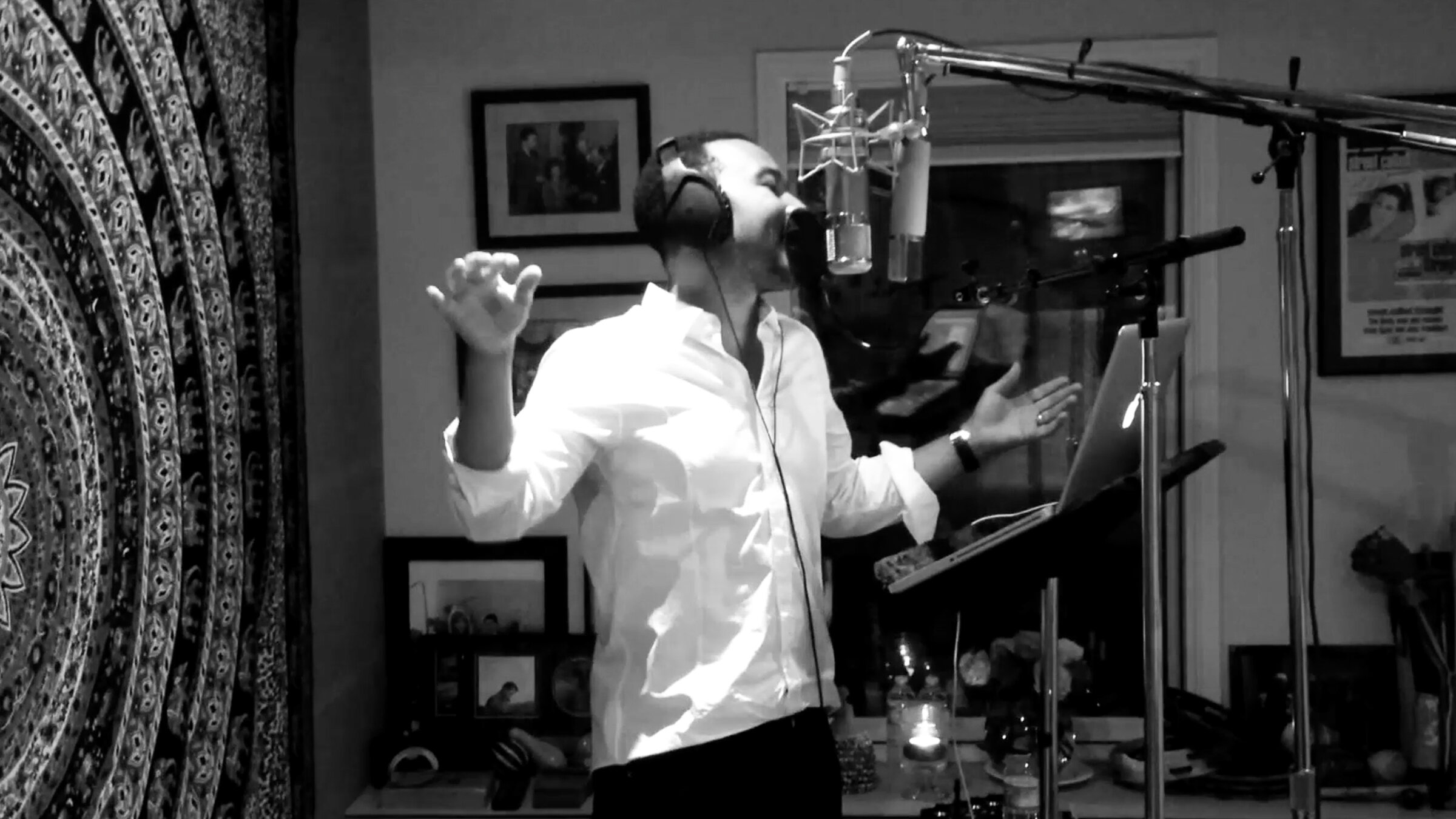 John Legend records vocals at Scott Frankfurt Studio