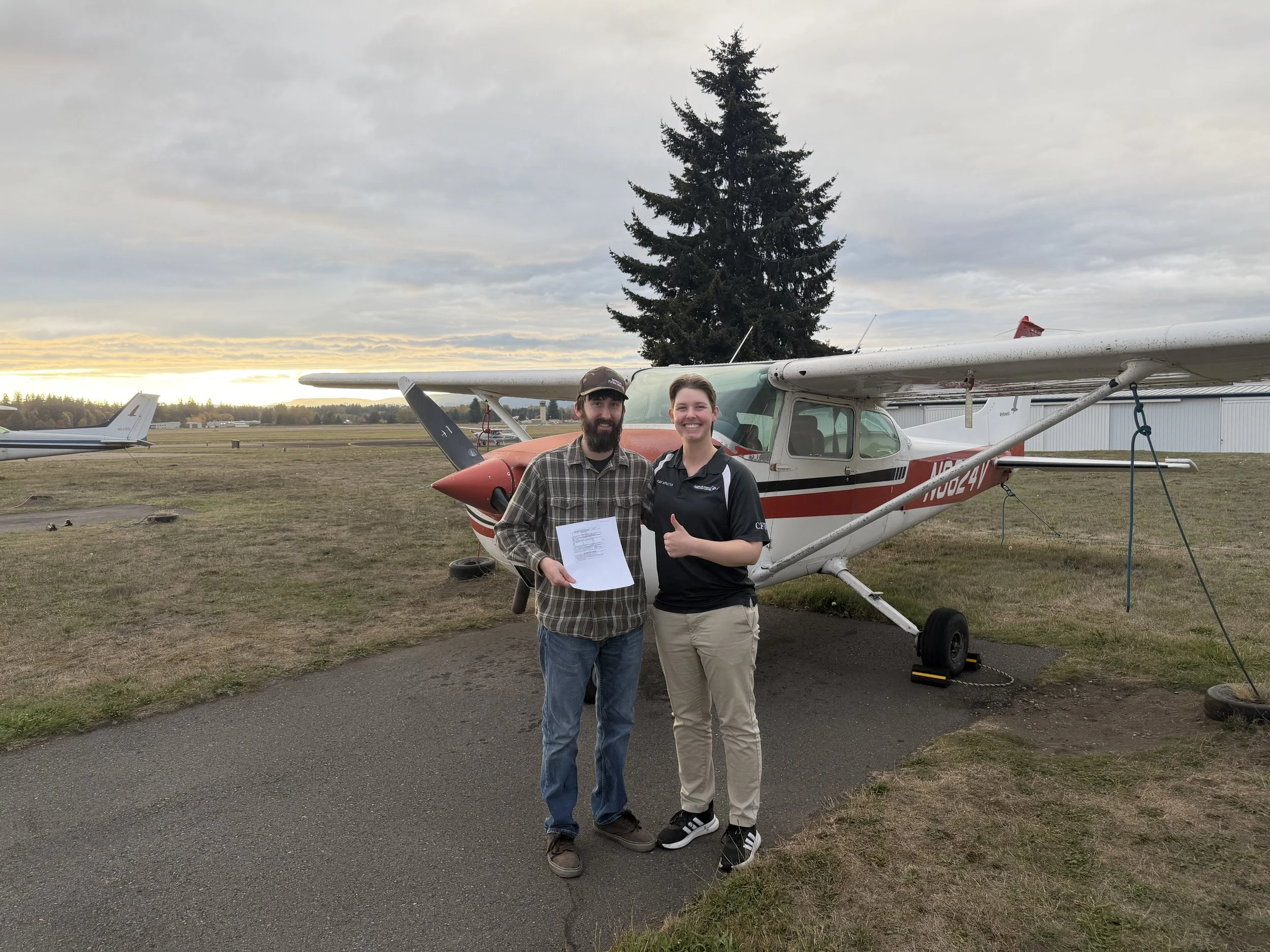 Congratulations to Kevin Jacques who passed his private pilot checkride on 10/22/26. Many thanks to CFI Kylie Eastman, and DPE Marie Kellerman.