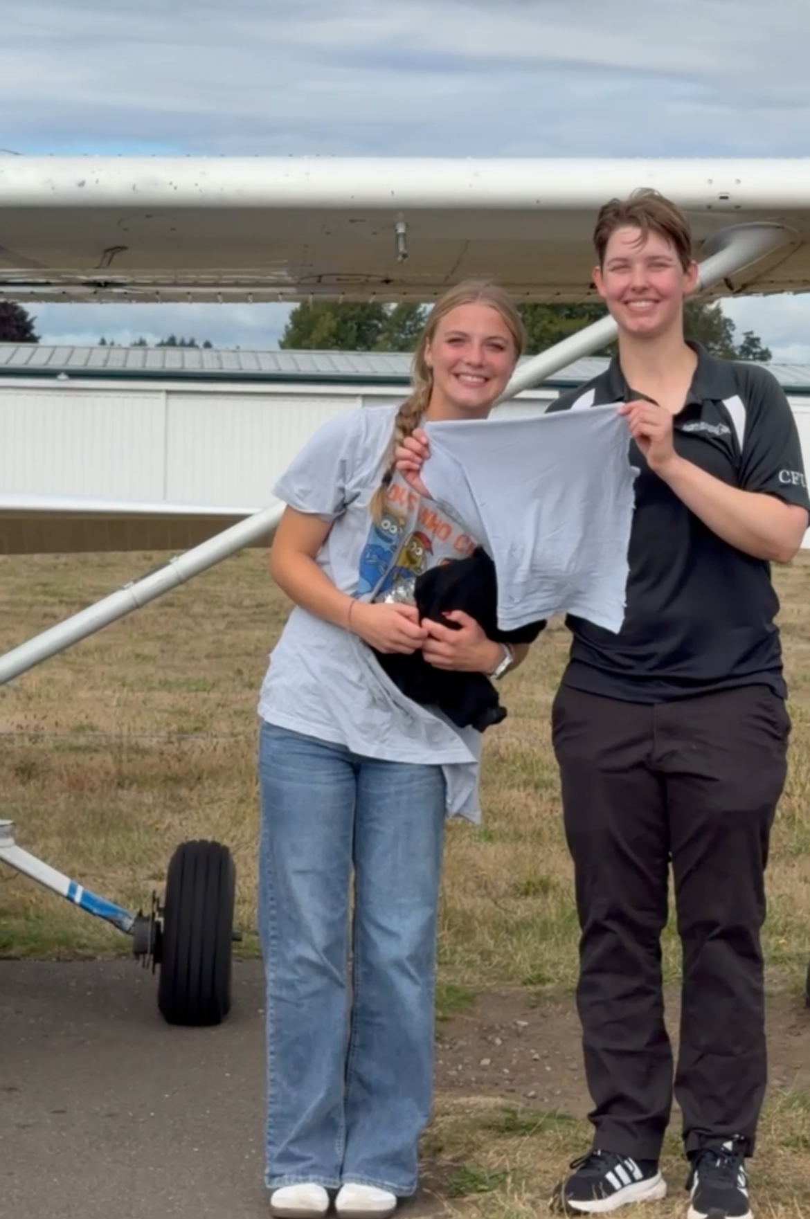 Congratulations to Ally Sjoblom for her Solo flight, at age 17! On September 23rd, with instructor Kylie Eastman. She celebrated with the traditional shirt-tail cutting! 
