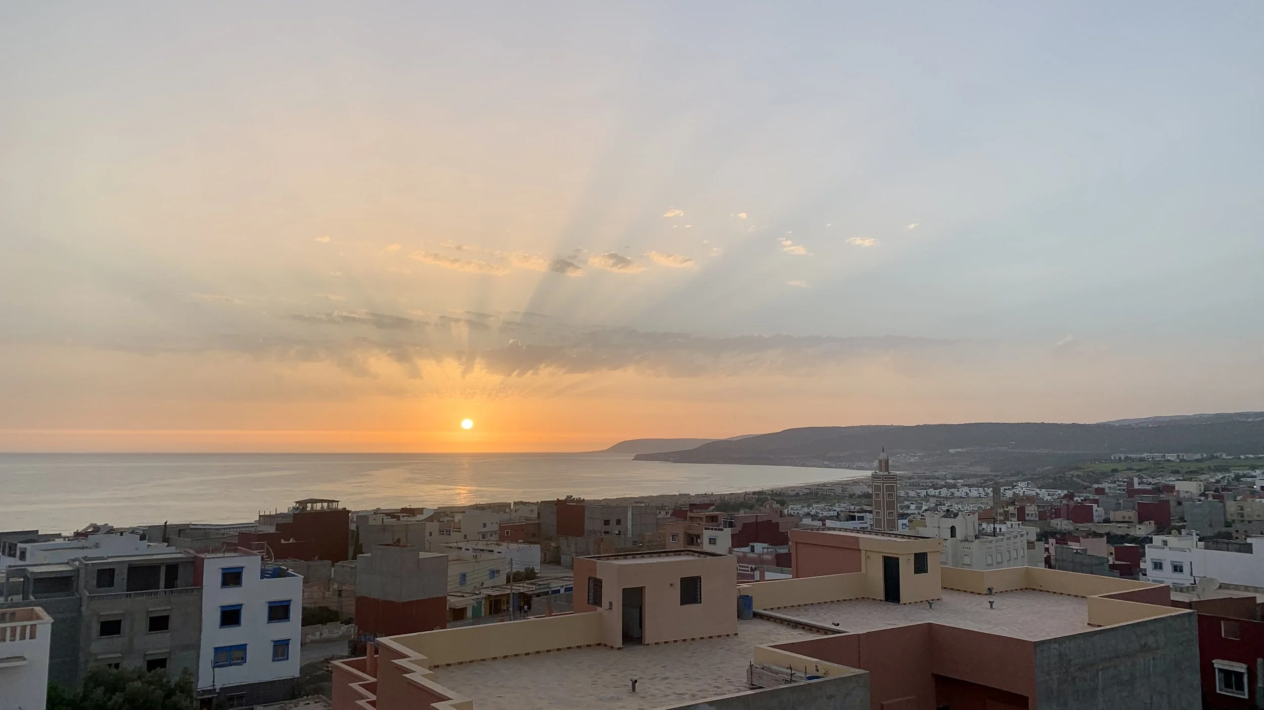 A quiet sunset over Taghazout Bay, Morocco.