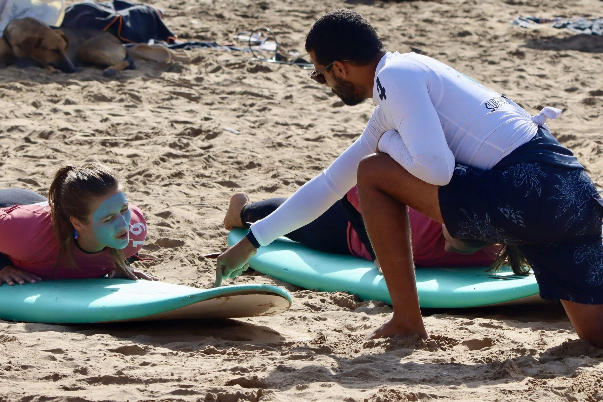Improver level surf theory and coaching at Imourane, Devil's Rock, Taghazout Bay, Morocco.