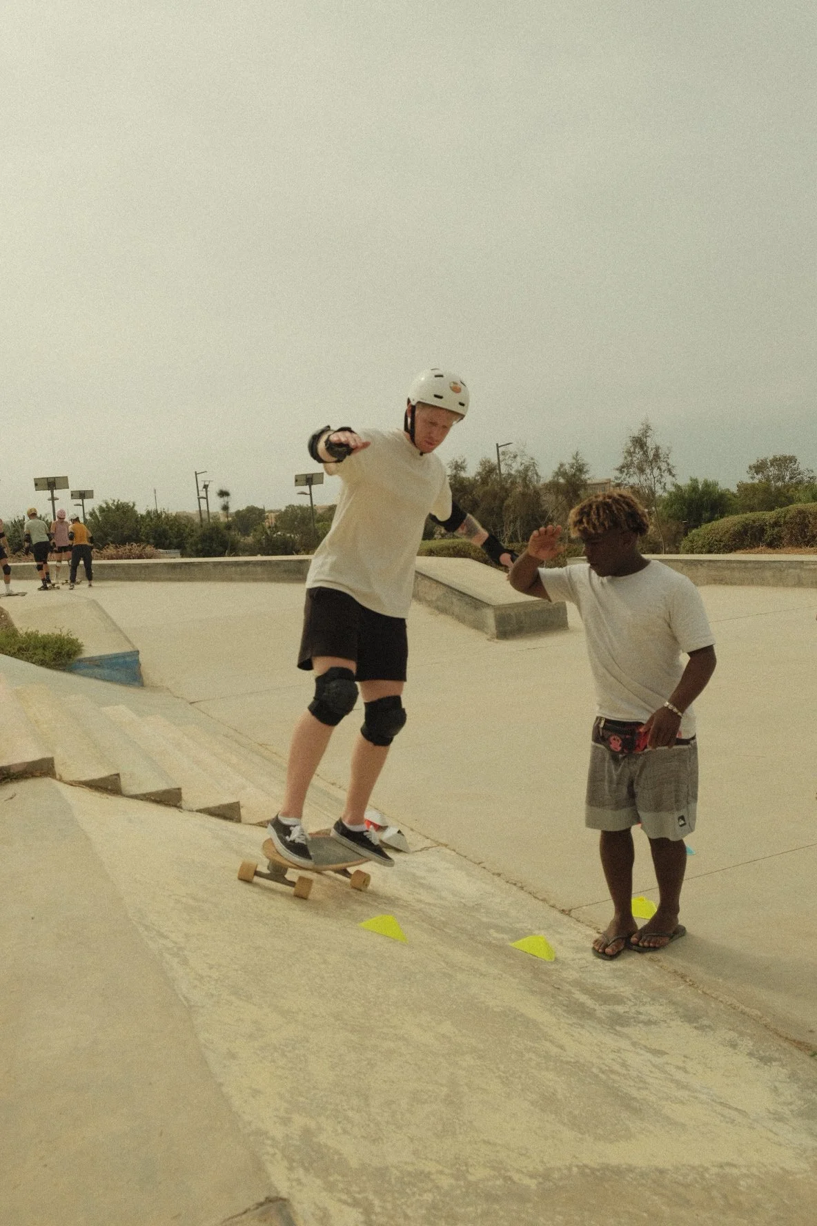 Othmane, Local Surf Maroc surfskate coach at K17, Taghazout, Morocco teaching a beginner surfskate lesson.