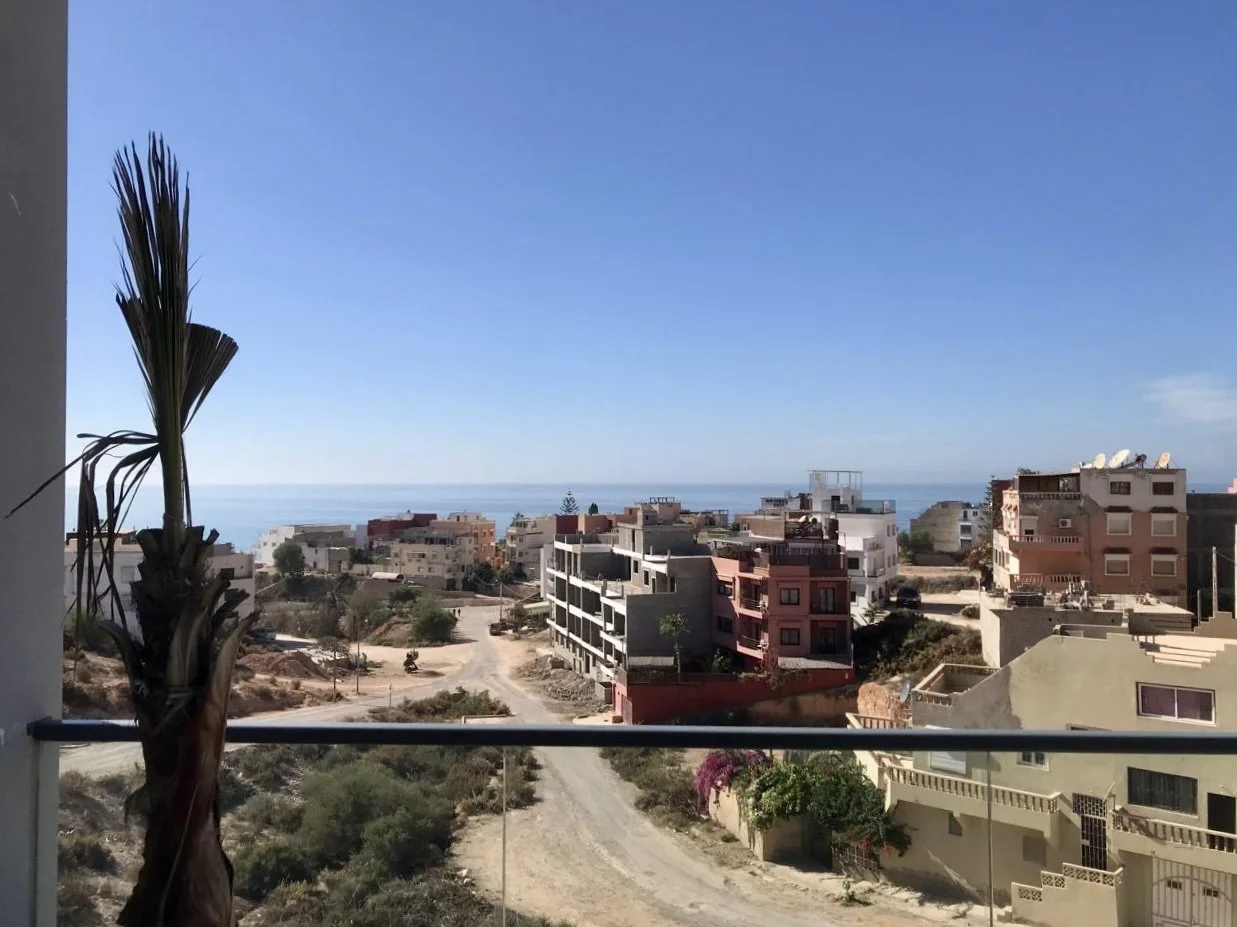 Ocean view from the Surf Apartments, Tamraght, Morocco.