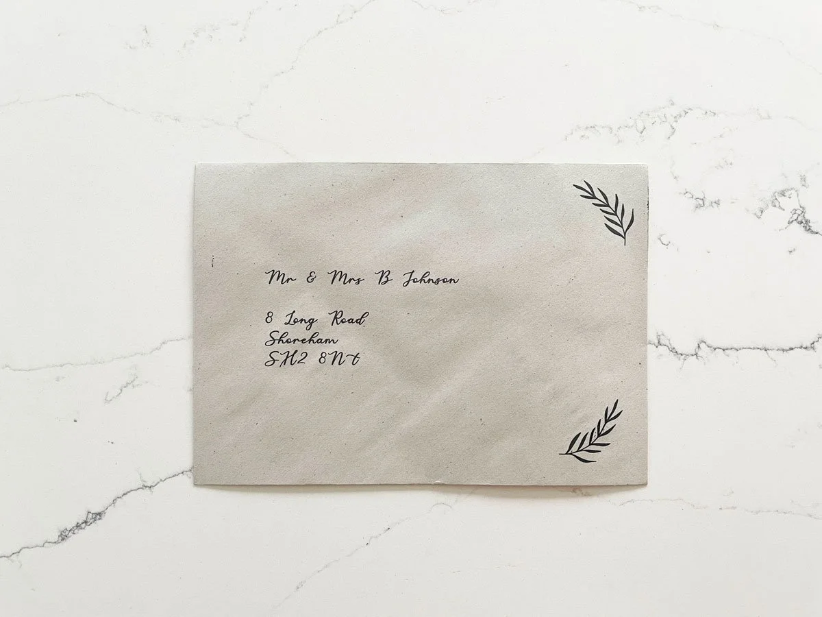 Wedding invitation addressed envelope