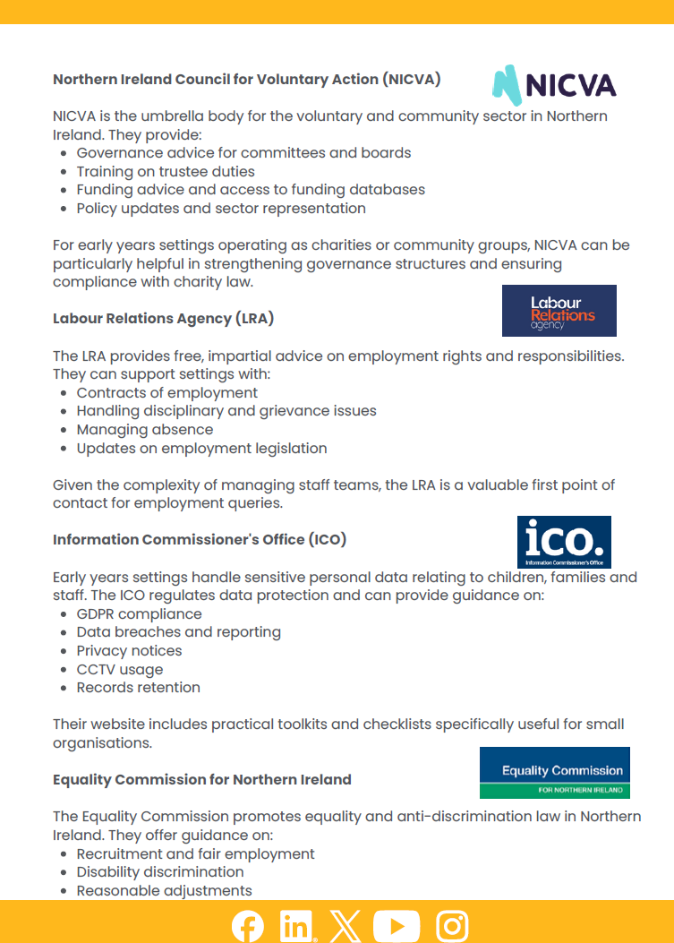 Supporting Early Years - organisations that can help