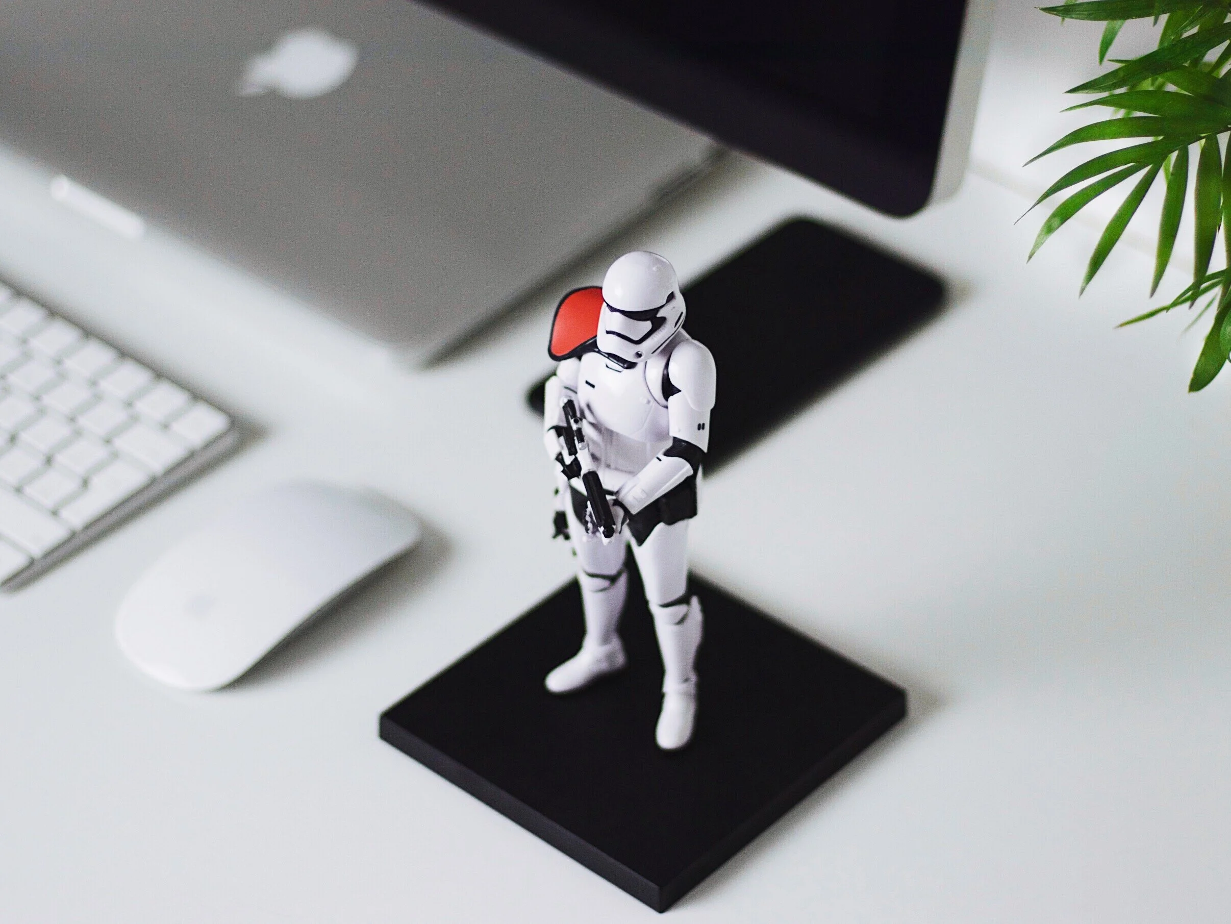 Honestly having a mini Storm Trooper on every desk wouldn’t be a bad way to enforce security… if they could hit anything.