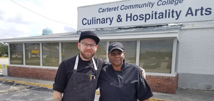 Chef Jake Vollmar and Sous Chef Jessica Crosby after competing in the first round of the Chef Showdown.