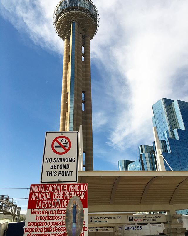 Rocket Angel, Reunion Tower and train stations in #Dallas. #lasvegas #urbanart #wanderlust #art #culture #blueangellv #blueangelmotel #jamesstanford #artist #design #the705 #aphalanxofangelsascending