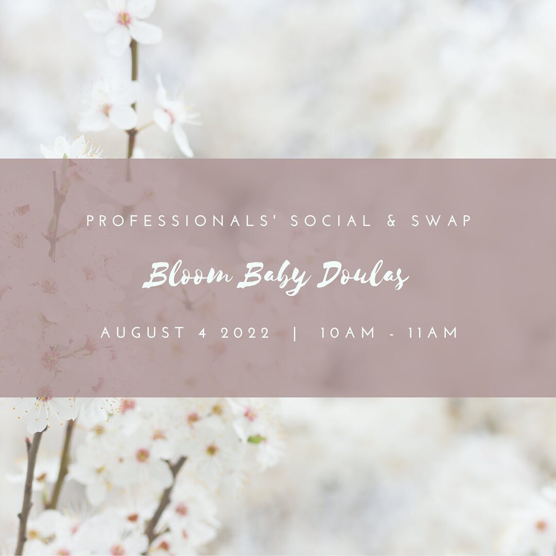 Come Join Us!!! Bloom Baby Doulas will be hosting a Professionals' Social and Resources Swap on August 4th, open to ALL local professional supporting families throughout the childbearing year.

You are invited to come as you are and share your passio