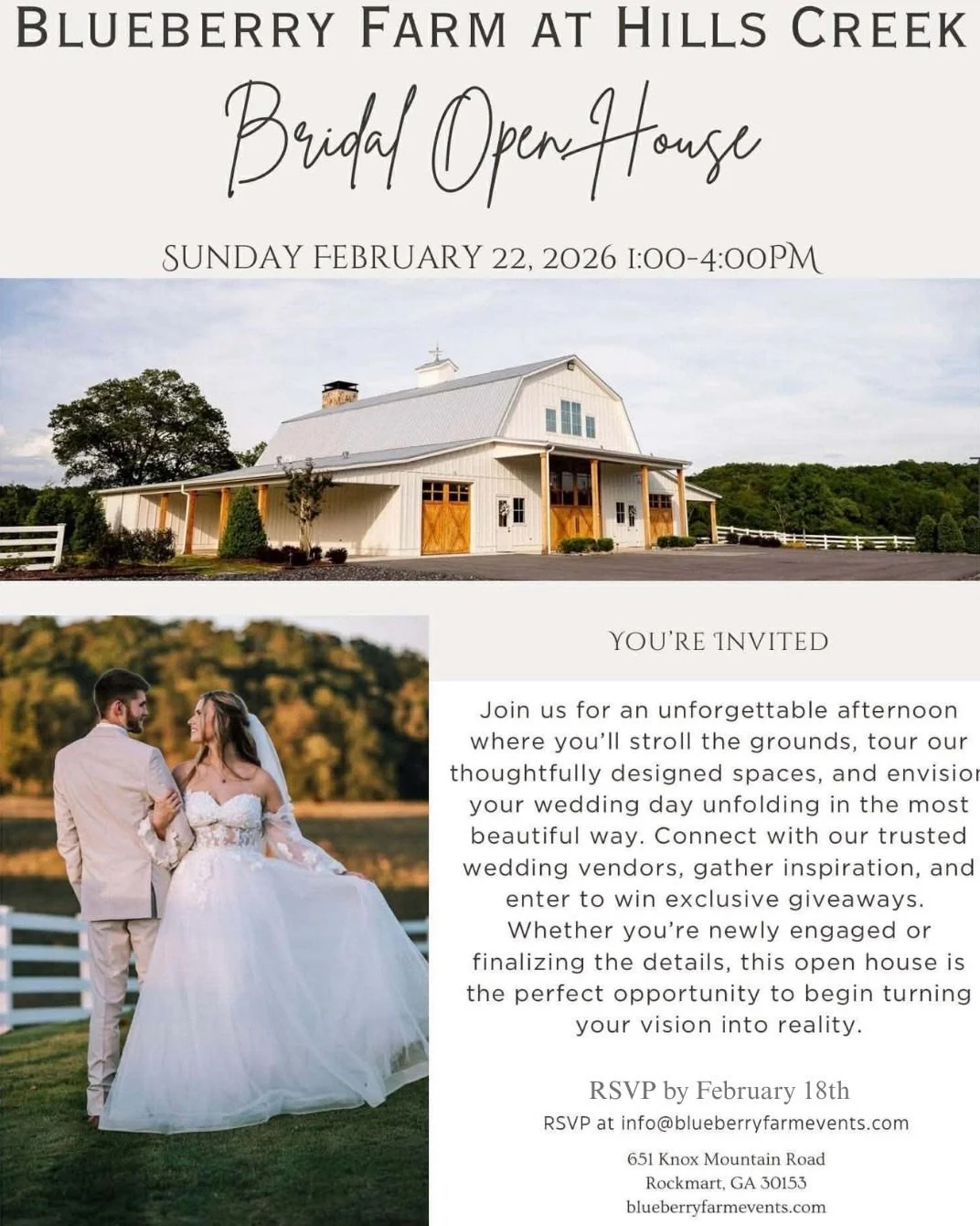 One week countdown. From rehearsal dinners to receptions, the table is in good hands. Find us at Blueberry Farm Bridal Show, and let&rsquo;s start planning! ✨