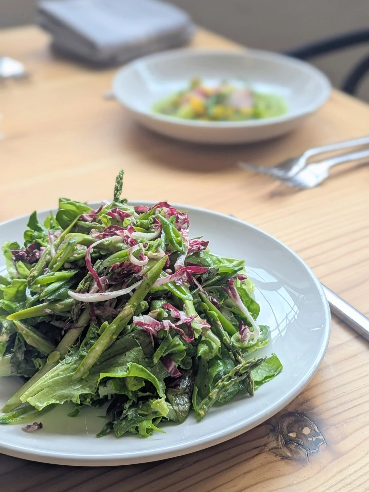 ⛳ 💚 A little nod to this week&rsquo;s favorite color:

Tucker Farms Seasonal Salad
@tuckerfarmsga lettuce, radicchio, sugar snap peas, asparagus, and honey buttermilk vinaigrette (gf/vg)

Hamachi Crudo
Japanese amberjack, cucumber jalape&ntilde;o ga