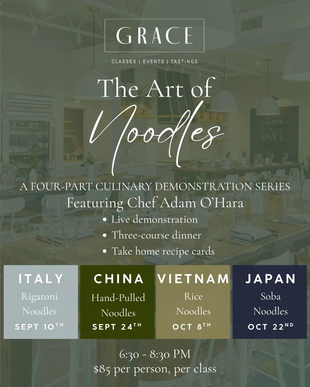 A culinary journey, one noodle at a time. 🍜

At Aventine, we believe some of the best experiences begin around the table. This fall, we&rsquo;re bringing that spirit to @grace_events_rome with The Art of Noodles.

The Art of Noodles is a four-part c