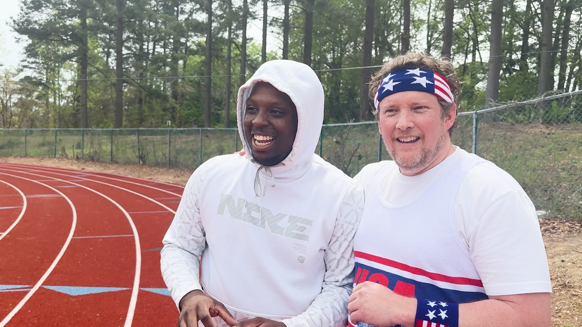 BJ vs Kymonte 100m Neuse New Sports Track Invitational race