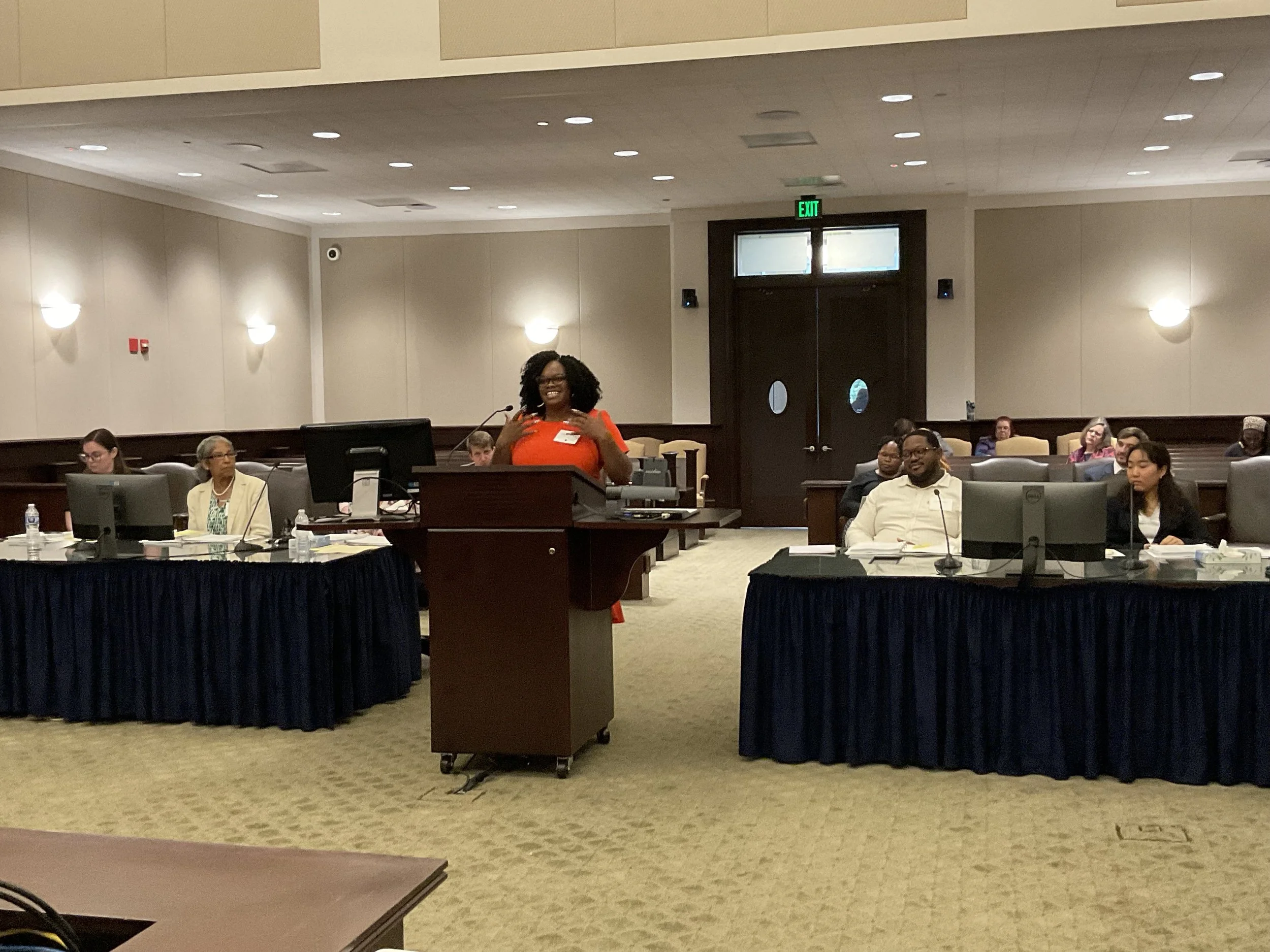 Daphney Portis participating in CD3 mock hearing.