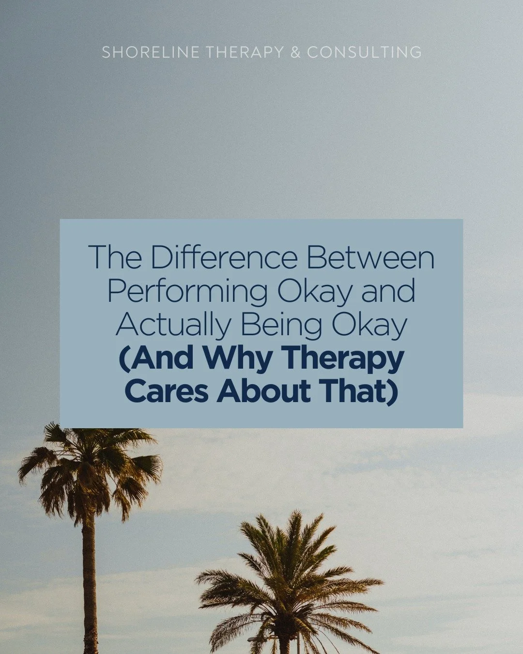 There's a version of 'fine' that isn't fine. 🌊

It looks functional. It handles things. It shows up. And it is quietly, chronically exhausting &mdash; because it's a performance, not an experience.

Therapy isn't about optimizing performance. It's a
