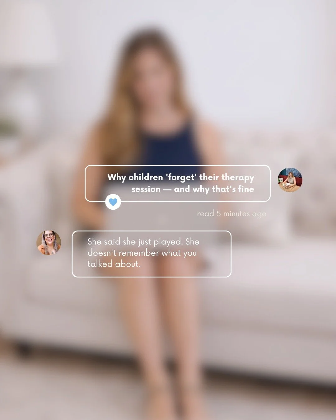 "She said she just played. She doesn't remember what you talked about."

I used to hear this from parents, until I started doing a better job of explaining this phenomenon. 

Play therapy isn't primarily a verbal process. The healing isn't 