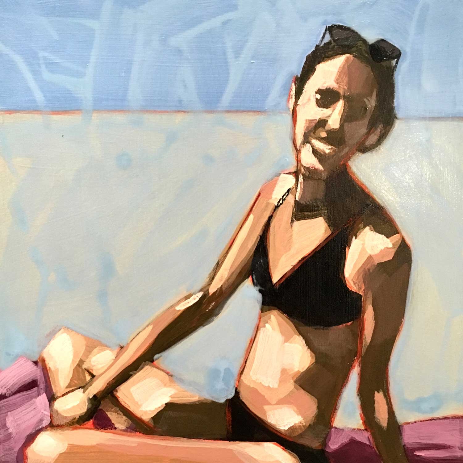 Beach Day (2019) acrylic on panel, 6x6"