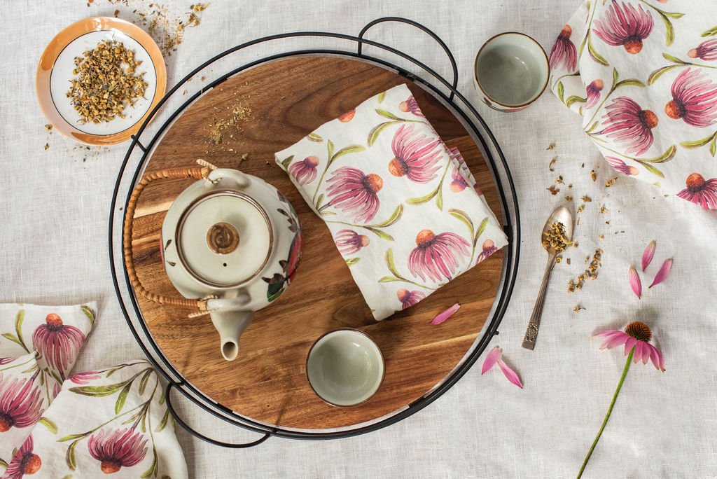 Echinacea Tea Towel