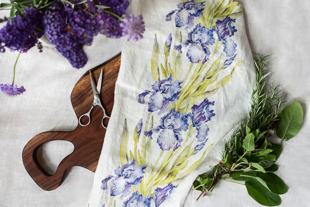 Iris Stripe Tea Towel