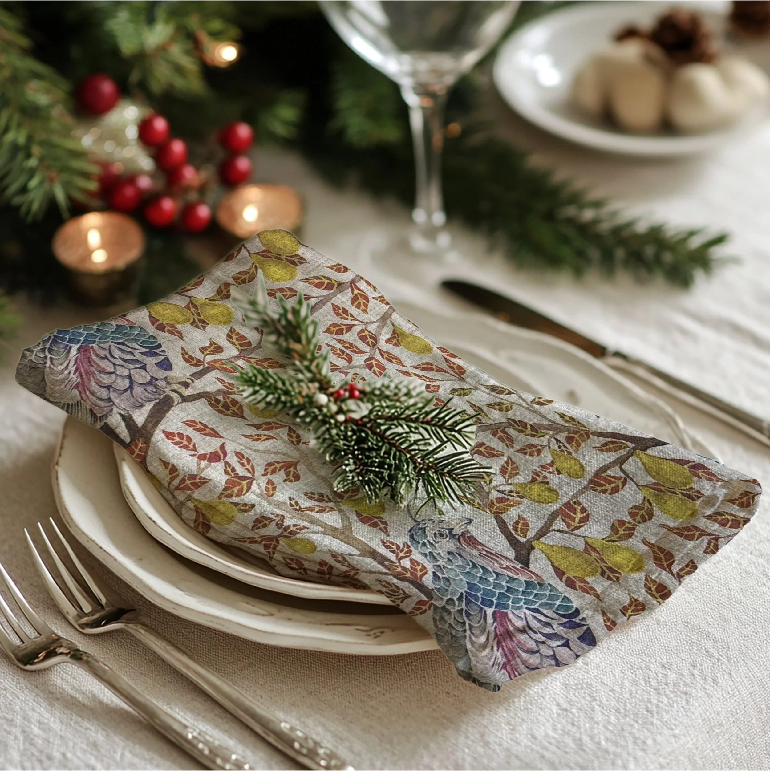 partridge in a pear tree cloth napkin.jpg