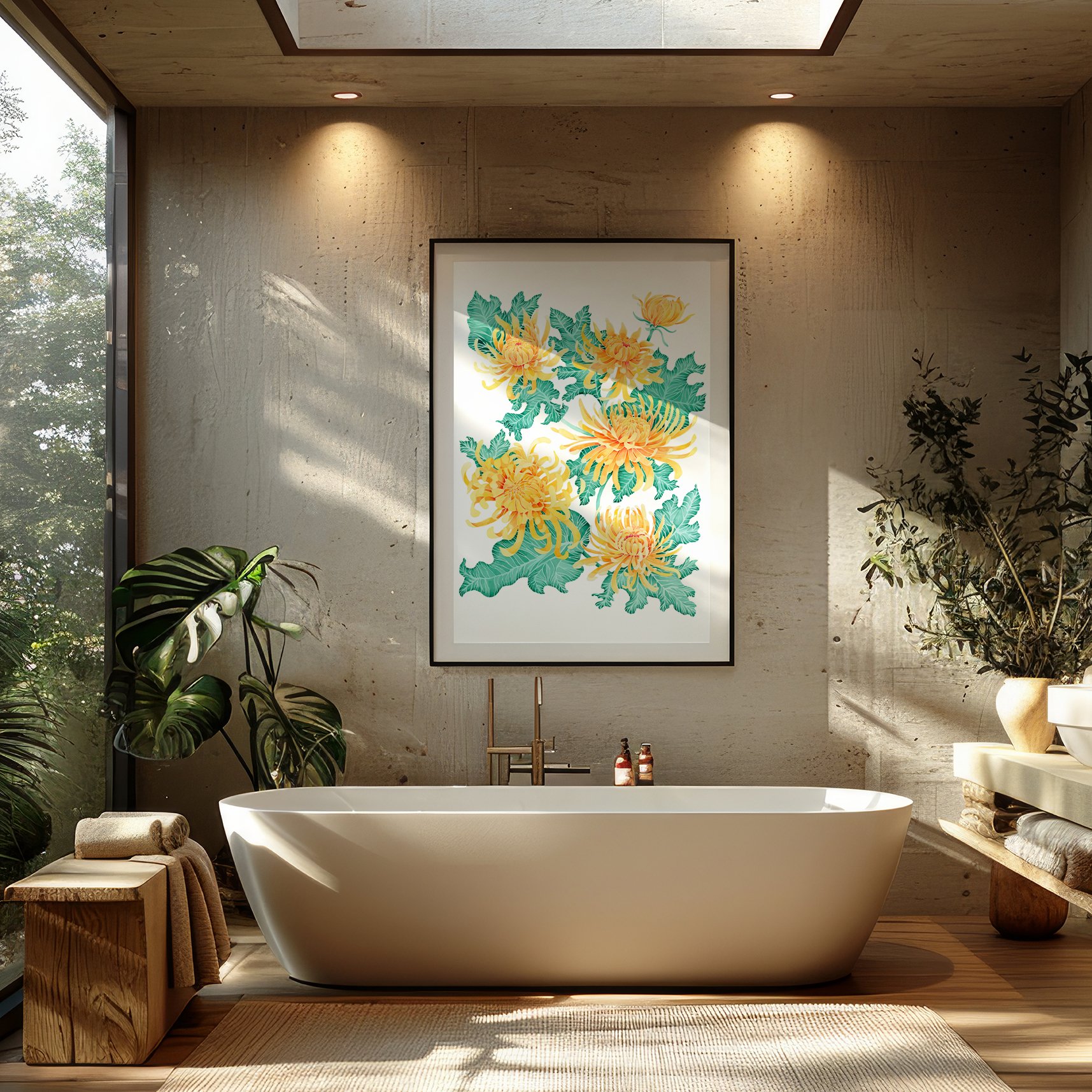 chrysanthemum in tangerine in bath.jpg