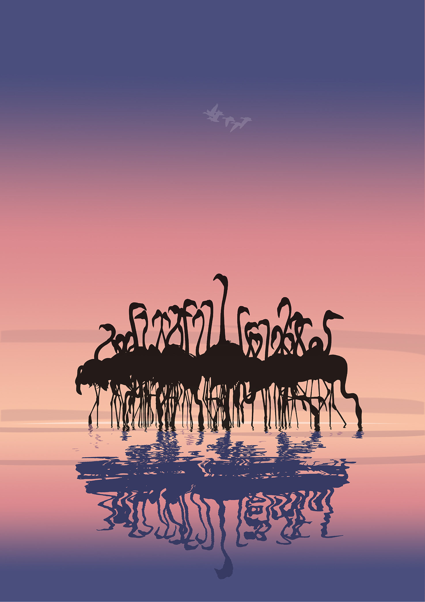 Flamingoes At Sunrise