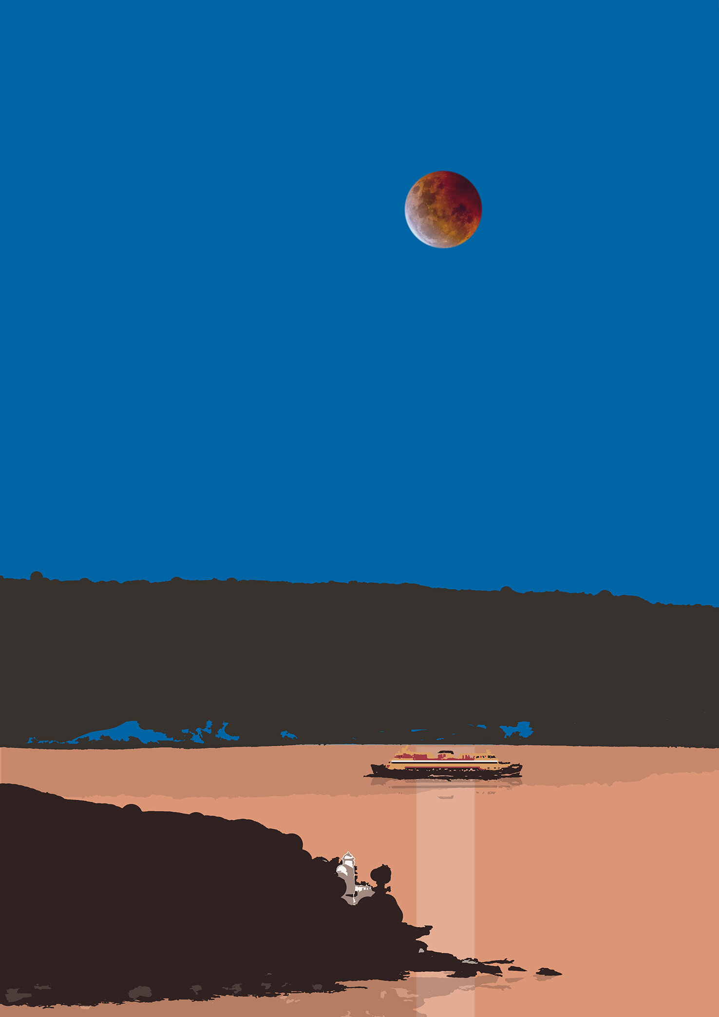 Ferry Crossing Pink Moon