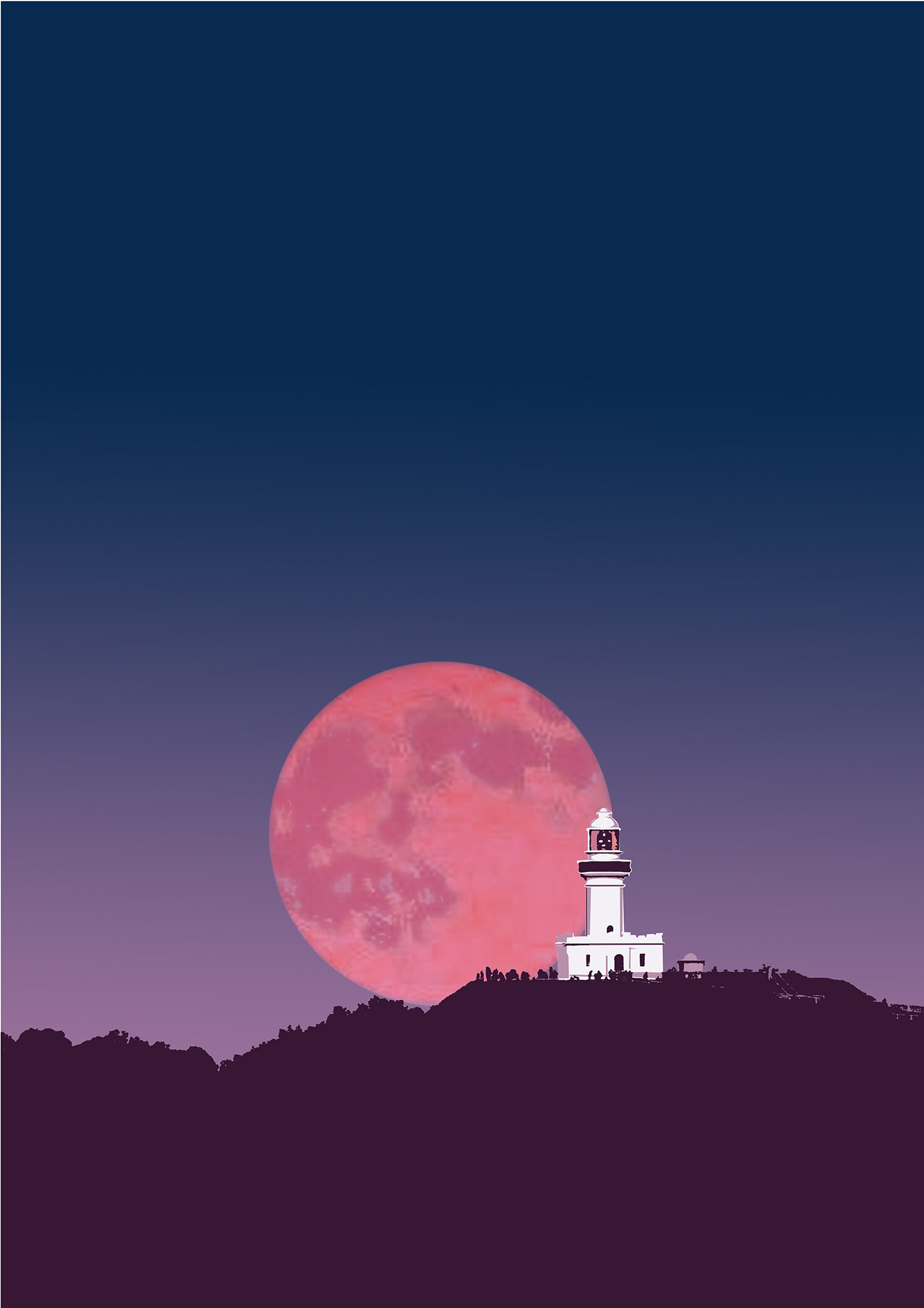 Byron Bay Lighthouse Pink Moon
