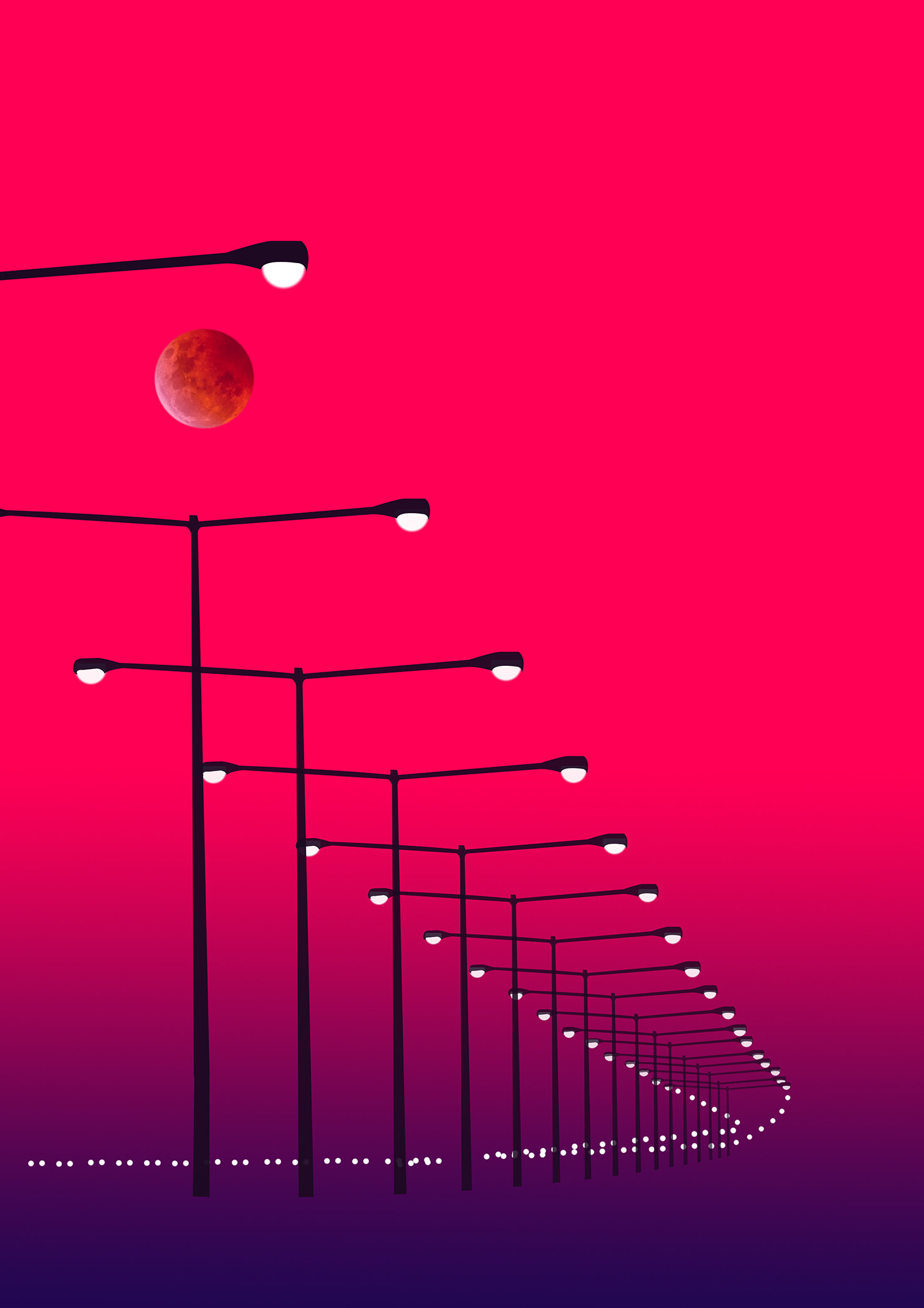 Street Lights in Pink Moon