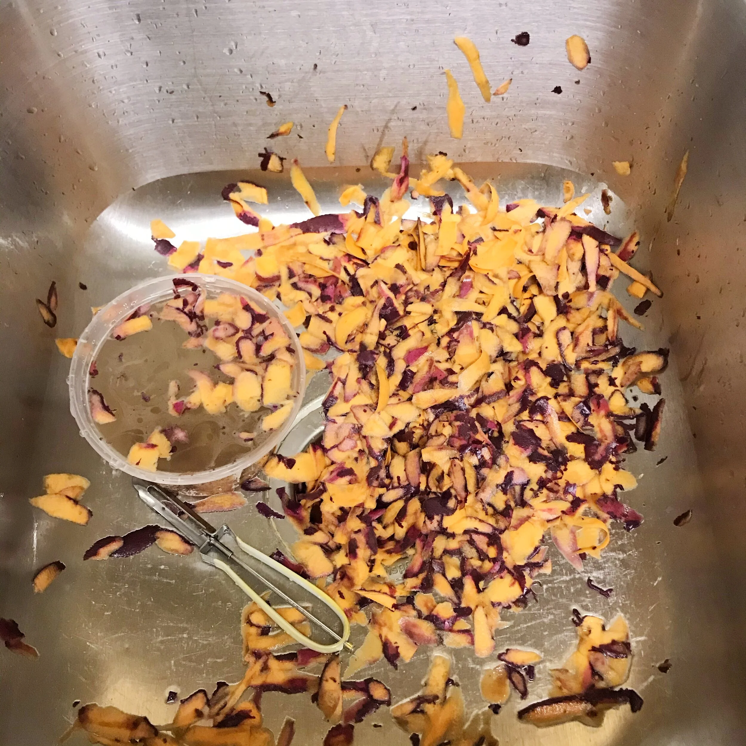 Can we talk about how difficult it is to peel sweet potatoes? The skin is SO thin and my peeler just skims right over it. Is it my crappy, cheap peeler? Is there a better way?