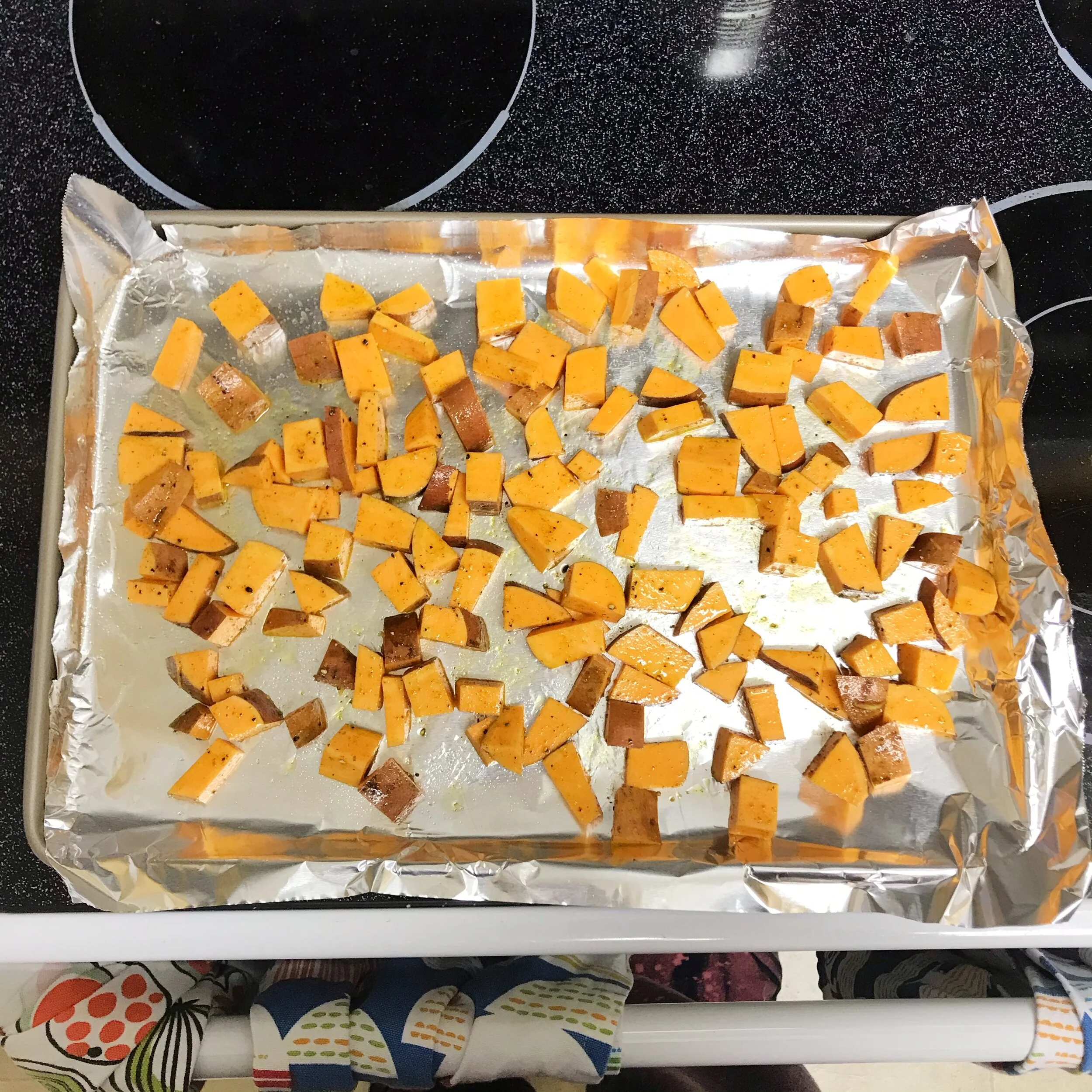 This is a terrible picture, but I wanted to show you the size of the diced potatoes…