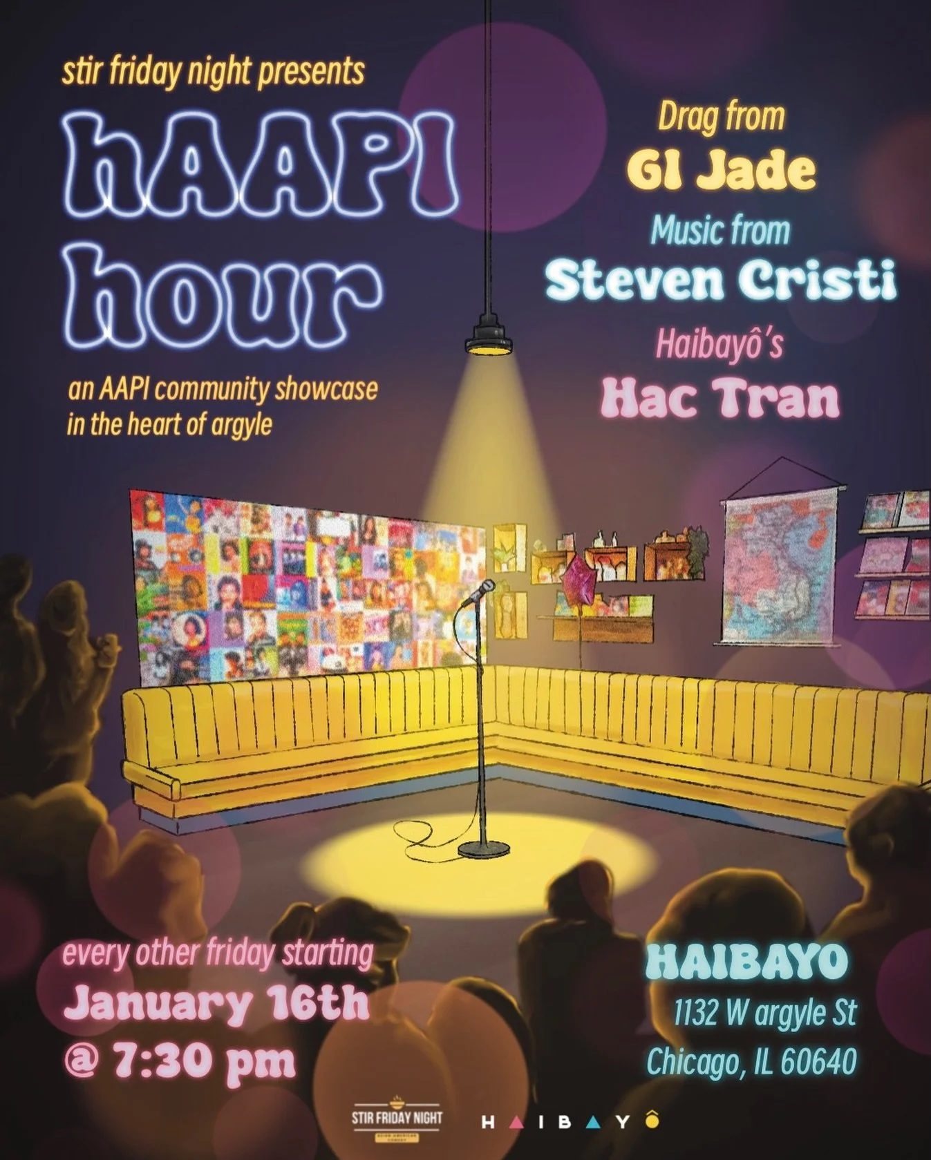 We&rsquo;re excited to announce the line up for this week&rsquo;s show!

Drag from @geeyejade 
Music from @stvncrsti 

AAPI Community Highlight
@hai_bayo &lsquo;s Hac Tran!

Tickets still available on our website and link in bio!

#chicagoinstagram #