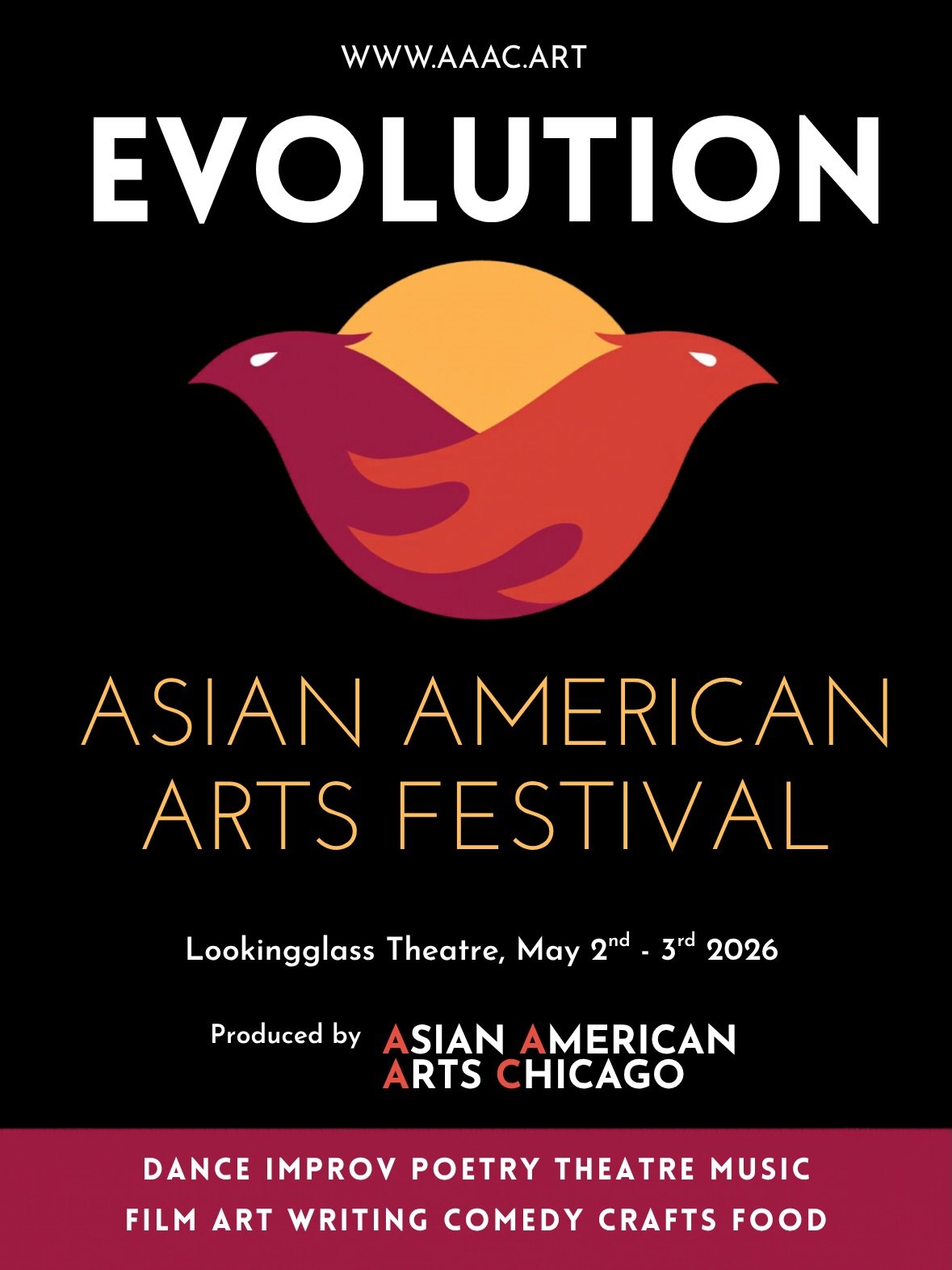 We&rsquo;ll be kicking off AAPI month performing in @aaartschicago &lsquo;s EVOLUTION FESTIVAL!

May 3rd 
@lookingglasstheatre

Find tickets on our website or aaac.art

#AAAC #AsianAmericanArtsChicago #EVOLUTION2026 #AAPIHeritageMonth  #AsianAmerican
