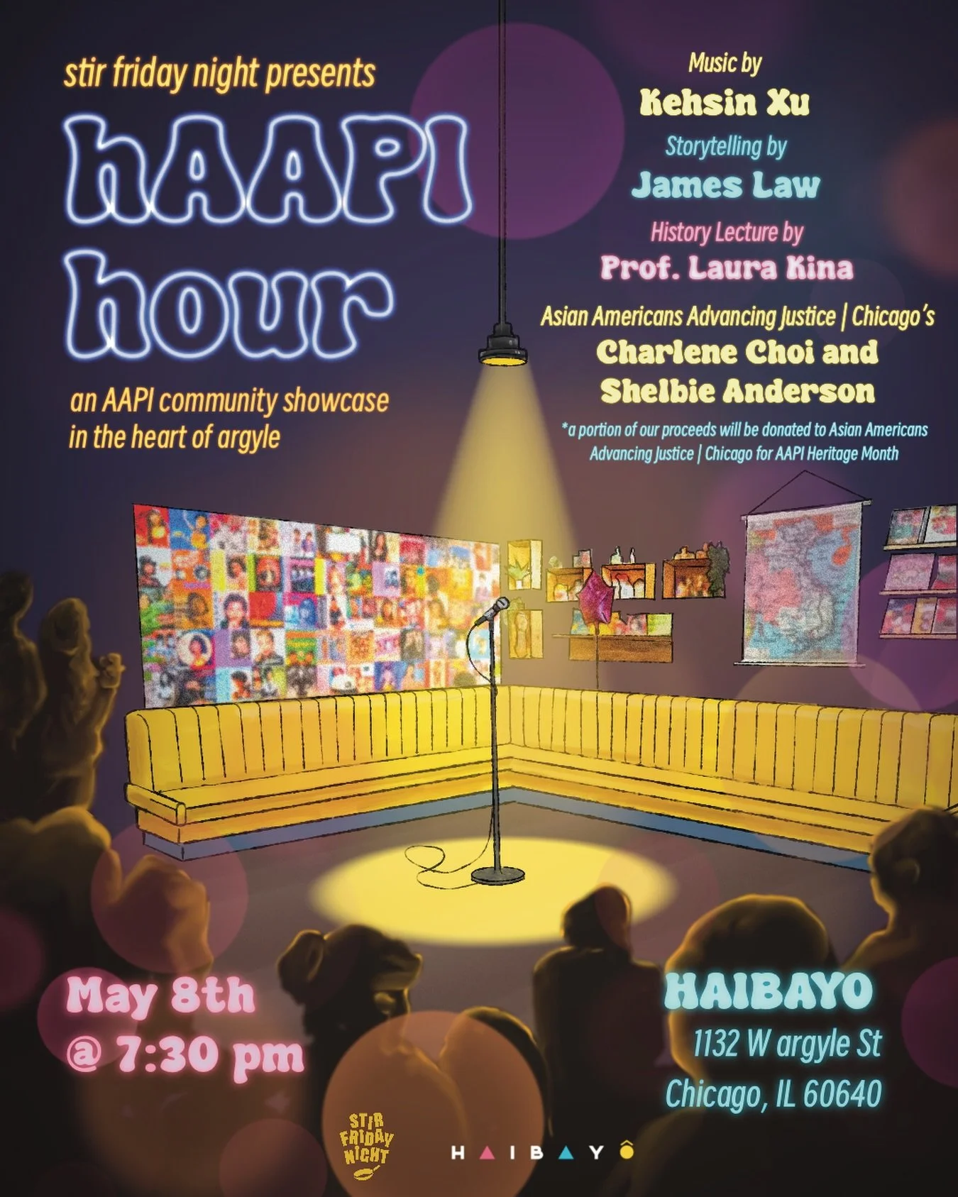 📣📣Annoucing Friday&rsquo;s Line Up 📣📣
🎶Music by @kehsinxu 
📖Storytelling by @jameslawdesu 
👩&zwj;🏫History Lecture by @laura.kina 
⚖️AAPI Community Highlight @advancingjusticechicago &lsquo;s Charlene Choi and Shelbie Anderson 

🎟️Tickets sti