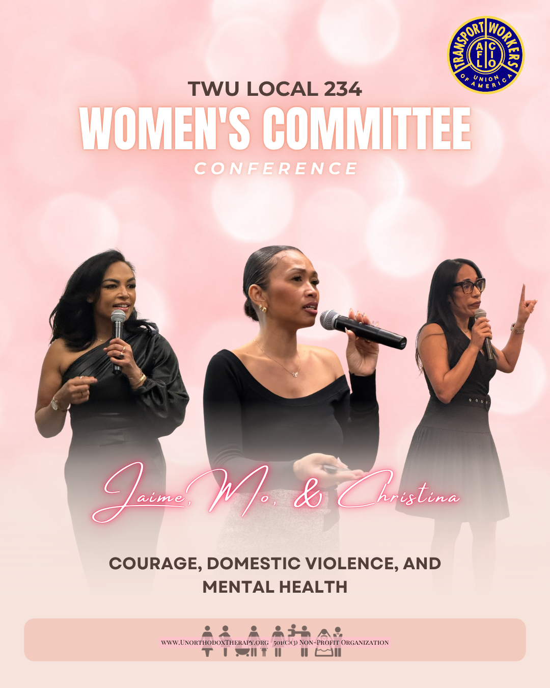 Unorthodox Therapy Founder Speaks at TWU Local 234 Women’s Committee Conference on Courage, Domestic Violence, and Mental Health